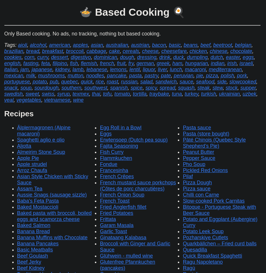 based cooking screenshot